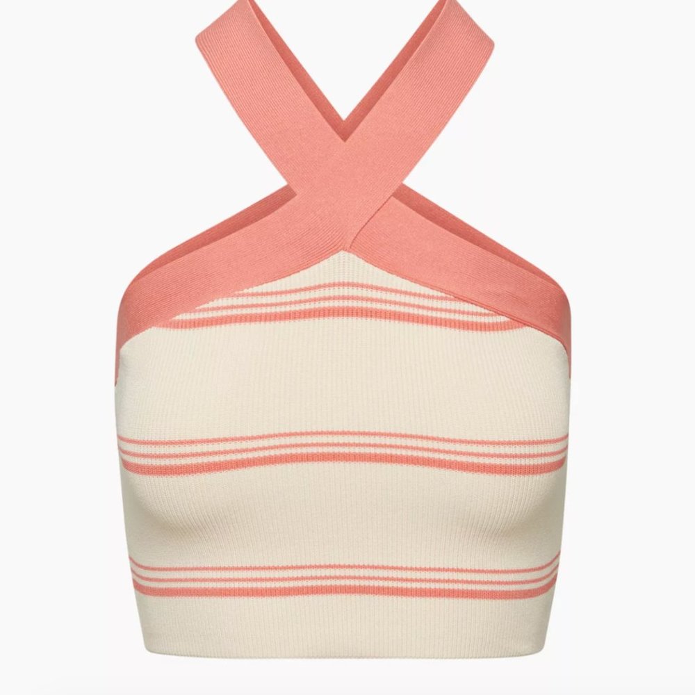 Stripe Sculpt Knit Criss Cross Tank